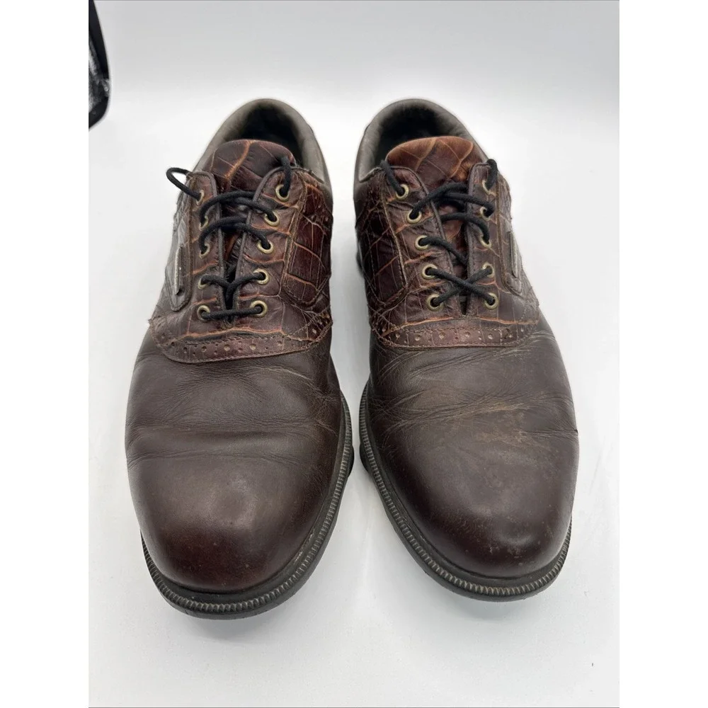 FootJoy DryJoy Contour Casual Brown Golf Shoes Men's Sz 10 Leather Lace Up